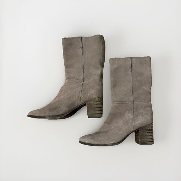 Women’s Frye Nora Mid Calf Pull On Suede Taupe Mushroom Grey Brown Size 10 - Picture 3 of 6